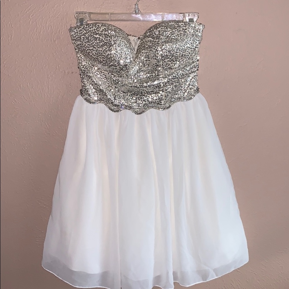 White/silver special occasion dress